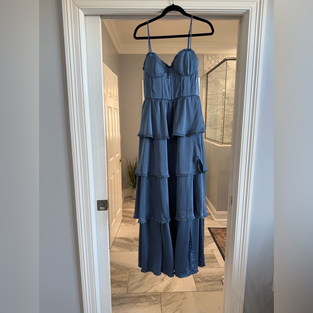 Altar'd State Dusty Blue Layered Maxi Dress